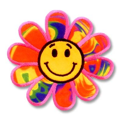 400x400 Happy Face Rainbow Daisy Embroidered Flower Patch Applique