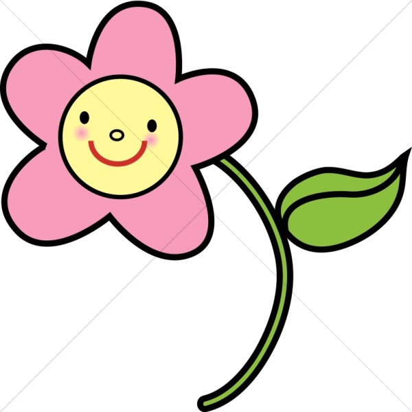600x600 Pink Happy Flower Religious Baby Clipart
