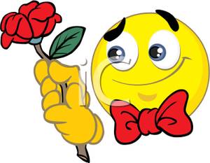 300x233 Smiley Face Holding Out A Red Rose Clipart Picture