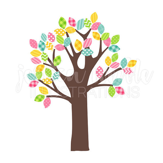 570x570 Spring Pattern Leaf Tree Cute Digital Clipart Easter Tree