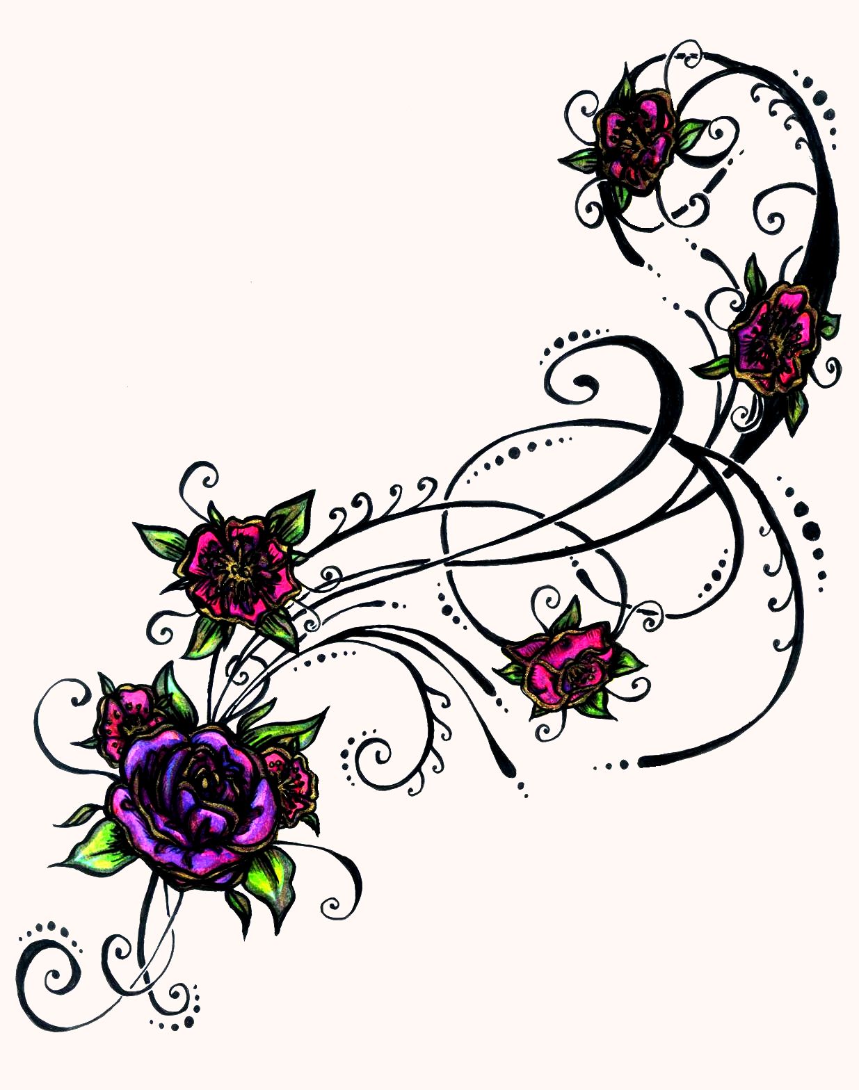 1235x1568 Beautiful Flowers Vine Tattoos For Girls Photo
