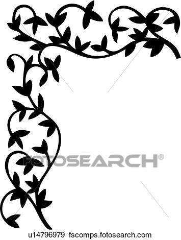 355x470 Clip Art Of , Border, Corner, Floral, Vine, U14796979