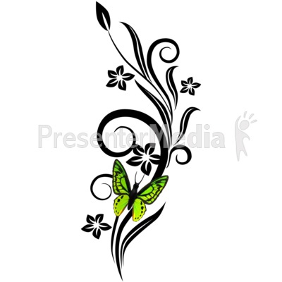 400x400 Vines Swirl Green Flowers
