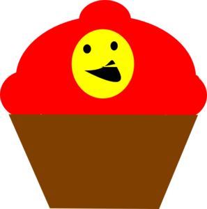 297x300 Cupcake Redbrown Smiling Face Clip Art