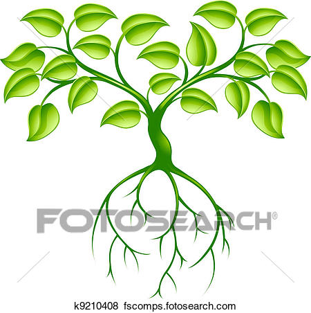 450x452 Clip Art Of Green Tree And Roots K9210408