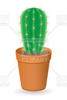 267x400 Domestic Cactus In Flower Pot Royalty Free Vector Clip Art Image