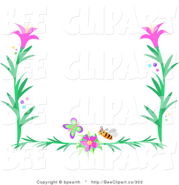 600x620 Pink Flower Clipart Butterfly Clip