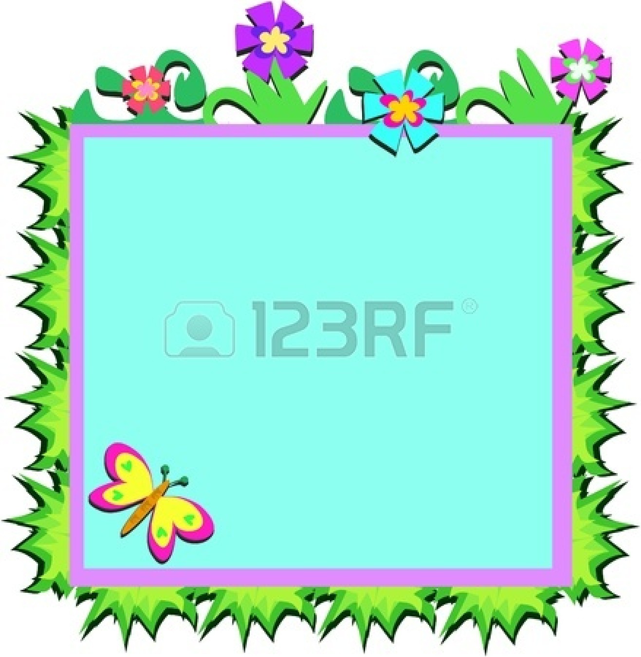 1317x1350 Clipart Flowers And Butterflies Border