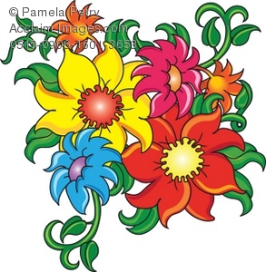 293x300 Art Illustration Of Cartoon Flowers