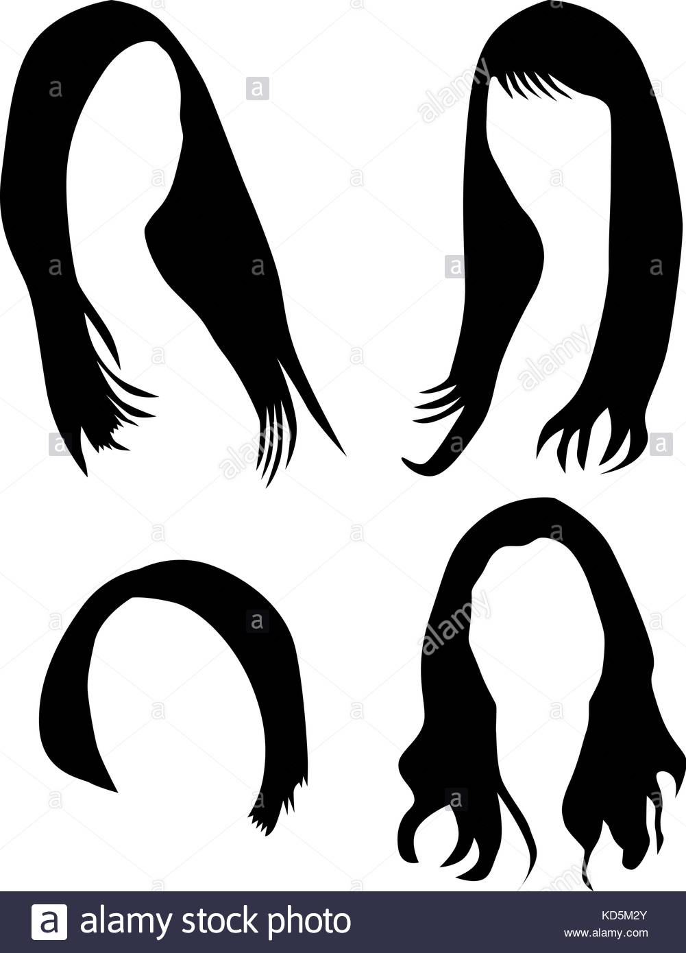 1001x1390 Female Silhouette Head Flowing Hair Black And White Stock Photos