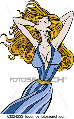 291x470 Clipart Of Flowing Hair Woman K3224233