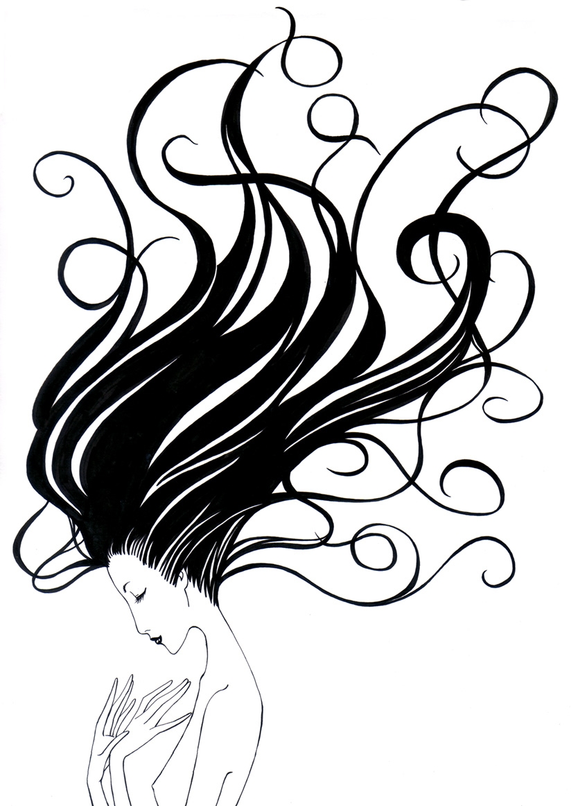 834x1162 Hair Flowing Clipart Silhouette