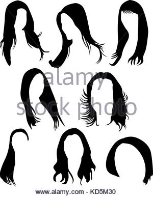 300x387 Female Silhouette Head With Flowing Hair Stock Vector Art