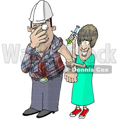 400x400 Worker With Trypanophobia Getting A Flu Shot From A Nurse Clipart