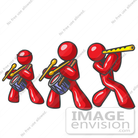 450x450 Clip Art Graphic Of Red Guy Characters Playing Flutes And Drums