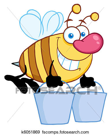 385x470 Clip Art Of Honey Bee Flying With A Buckets K6051869