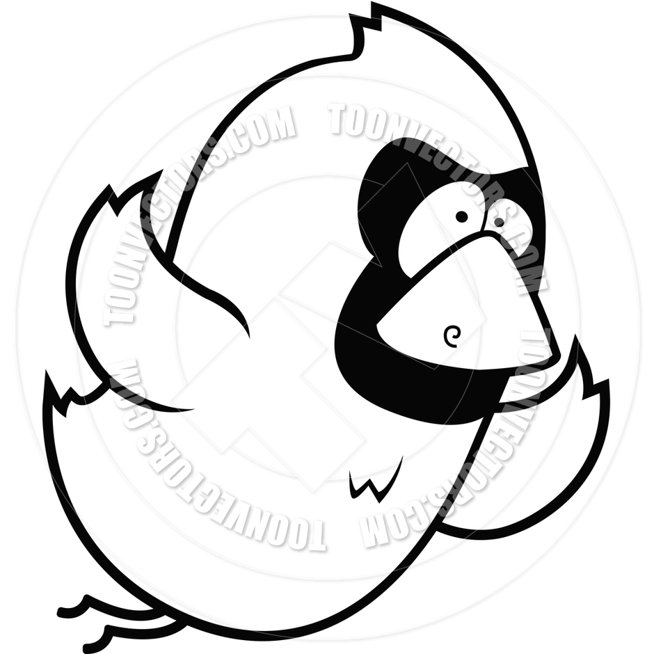 940x940 Cartoon Cardinal Flying (Black And White Line Art) By Cory Thoman