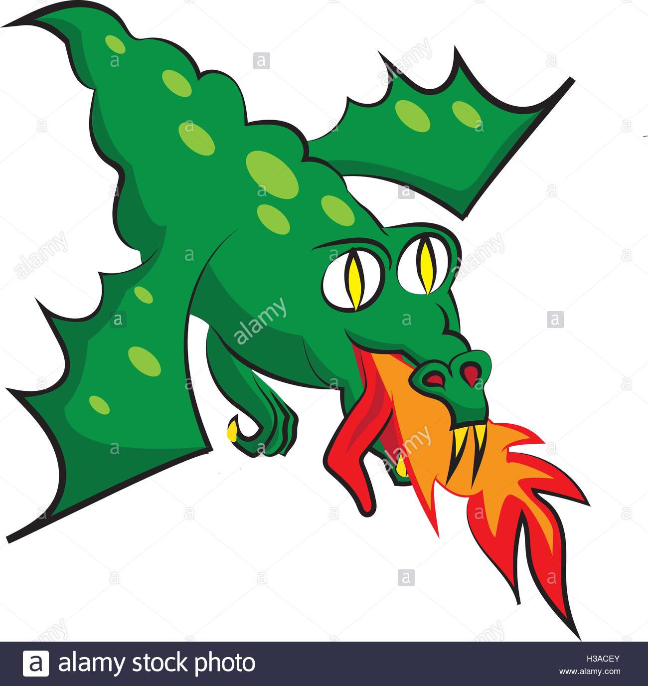 1300x1376 Green Flying Dragon. Clip Art Illustration Stock Vector Art