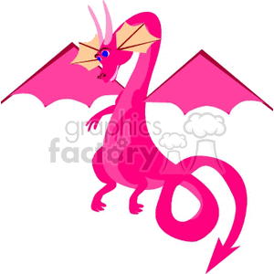 300x300 Royalty Free Flying Pink Dragon With Pink Horns 132015 Vector Clip