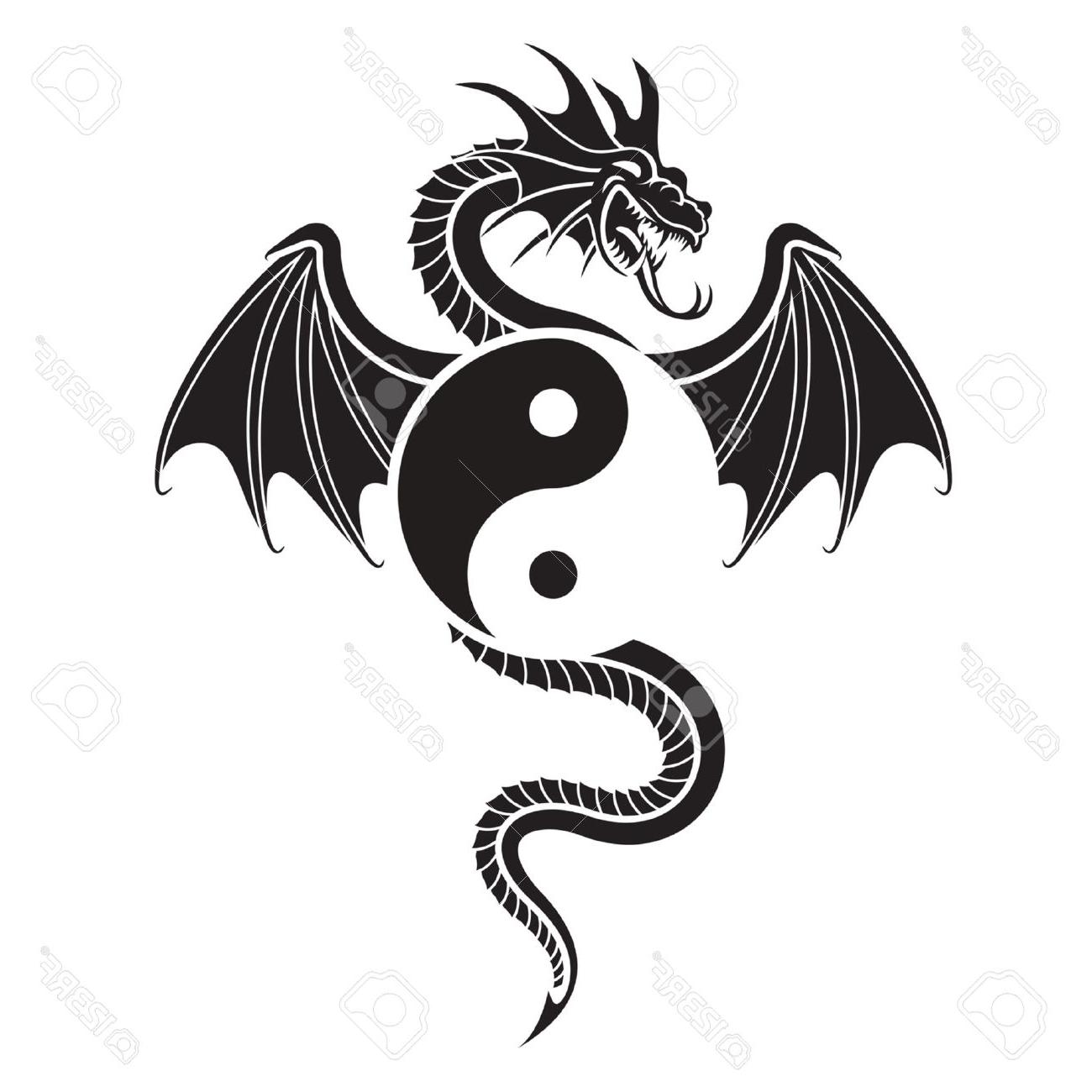 1300x1300 Top 10 Flying Dragon Hanging Yin Yang Symbol Stock Vector Tattoo Image