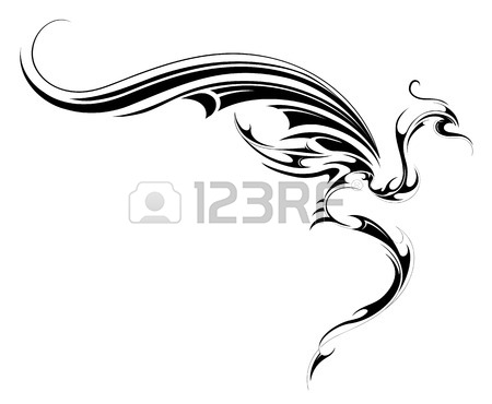 450x370 Flying Dragon Tattoo Sketch Isolated On White Royalty Free
