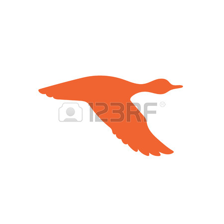 450x450 Monochrome Illustration With Flying Wild Duck Over The Water