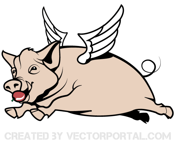 600x495 Flying Pig Vector Image 123freevectors