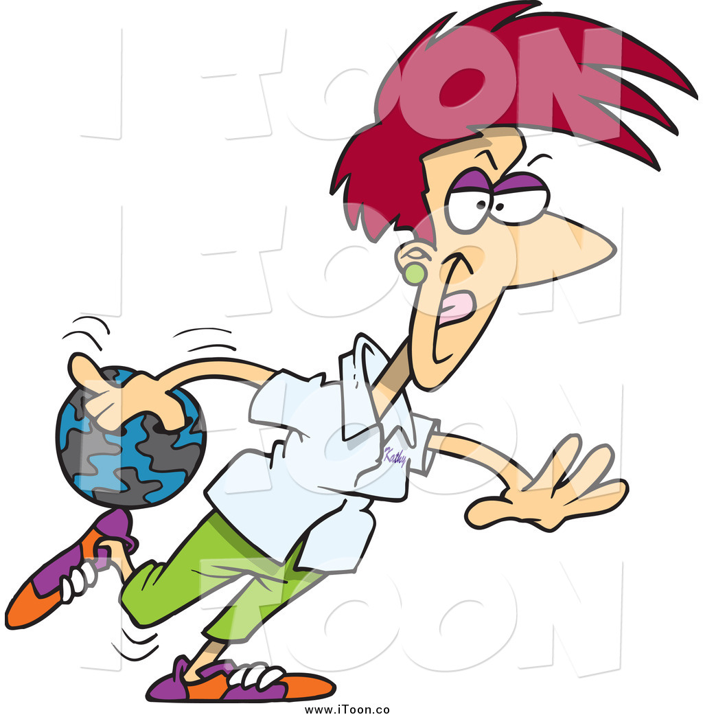 1024x1044 Royalty Free Cartoon Of A Focused Bowling Woman By Toonaday