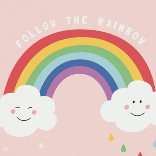 527x527 Follow The Rainbow Pink Nursery Girls Wall Art By Paper Joy
