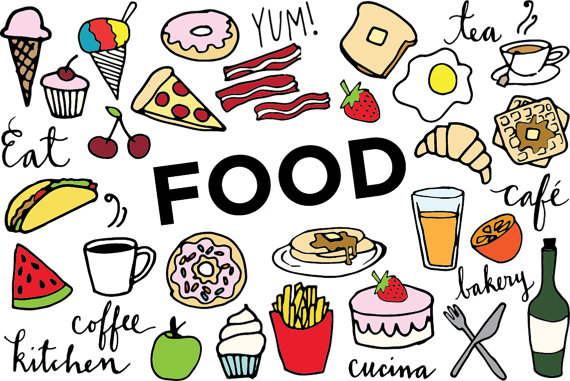 570x381 Food Clip Art Hand Drawn Clip Art Food Collage Sheet