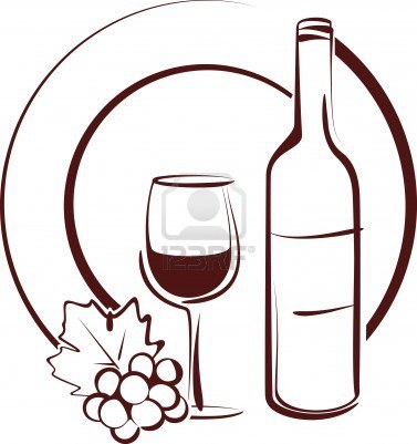 377x401 Still Life With Plate, Wine Bottle, Glass, And Grapes Clip Art