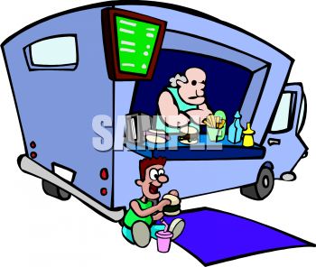 350x296 Royalty Free Clip Art Image Man Working In A Lunch Truck