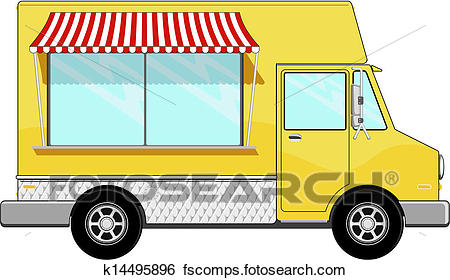 450x280 Clip Art Of Yellow Food Bus With Awning K14495896
