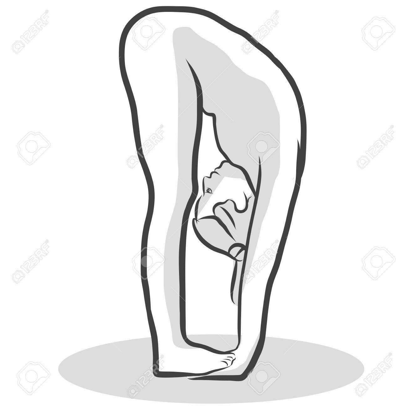 1300x1300 Hand Drawn Padahastasana Hand Under Foot Pose, Yoga Woman. Vector