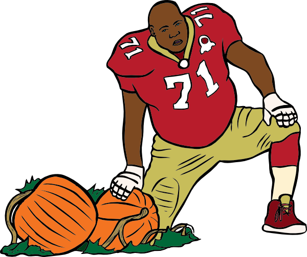 600x504 Football Player With Pumpkin Clip Art