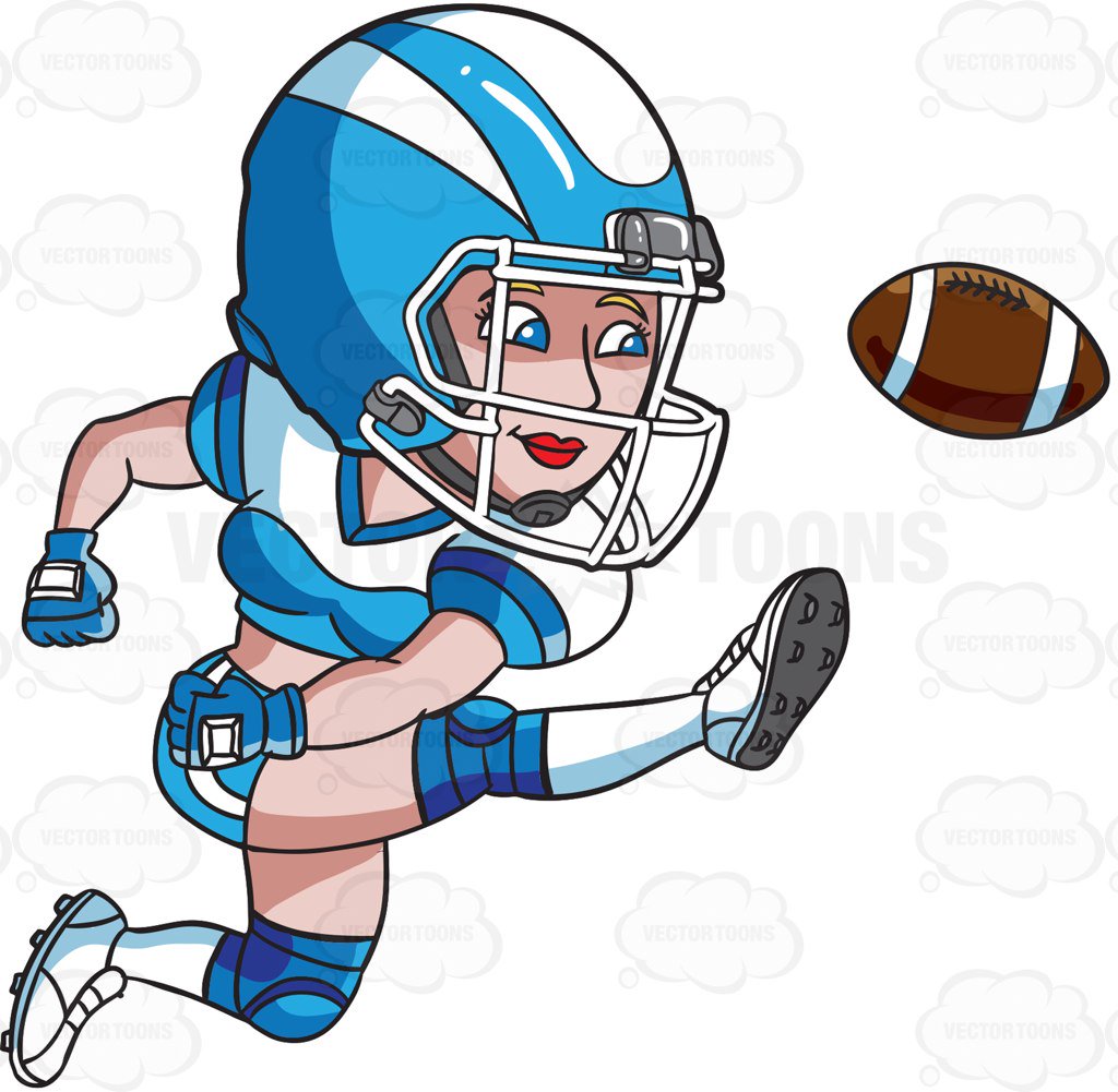 1024x1001 A Female Football Player Kicking The Ball Cartoon Clipart