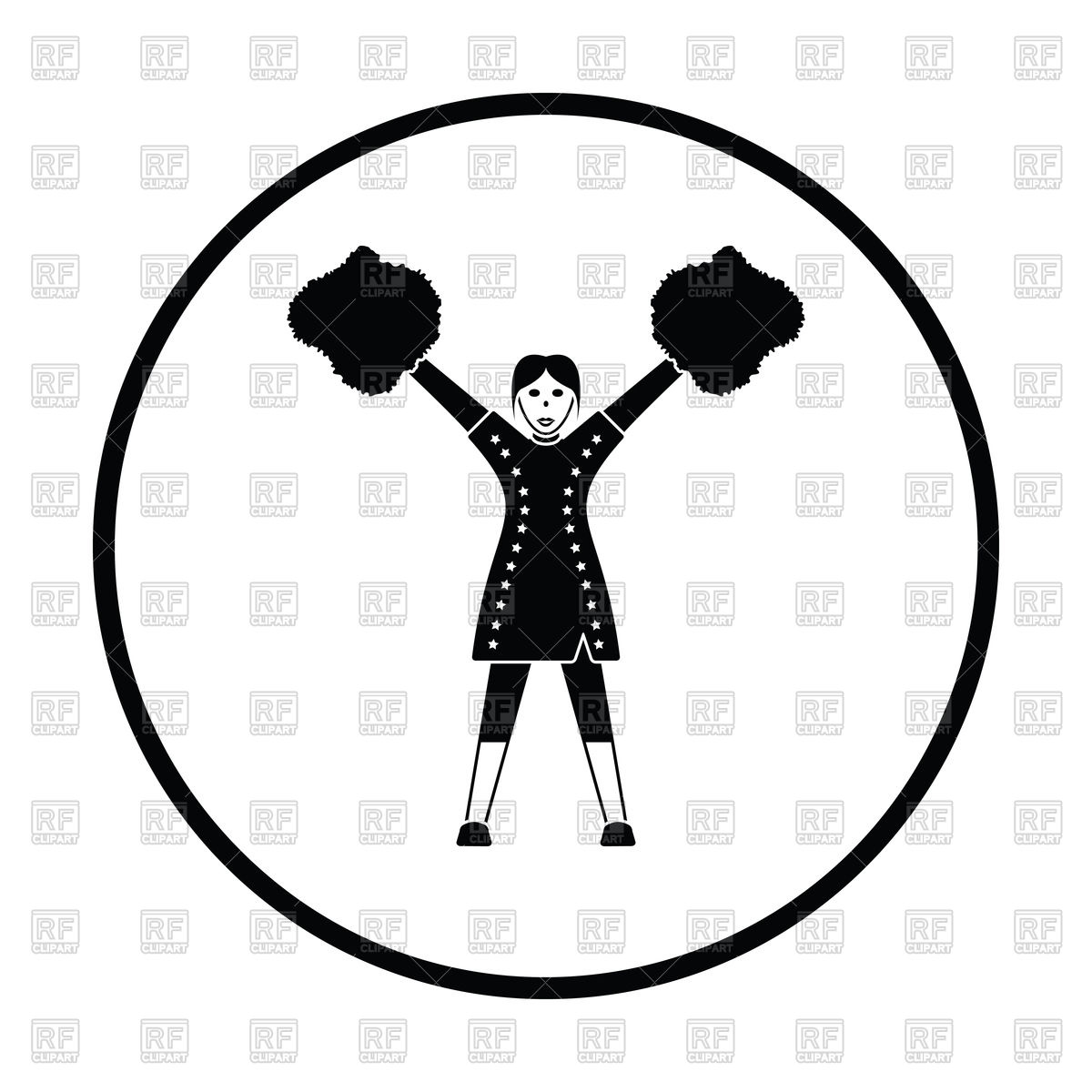 1200x1200 American Football Cheerleader Girl With Pompom Icon Royalty Free