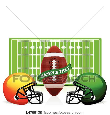 450x470 Clip Art Of American Football Field, Ball And Helmet Vector