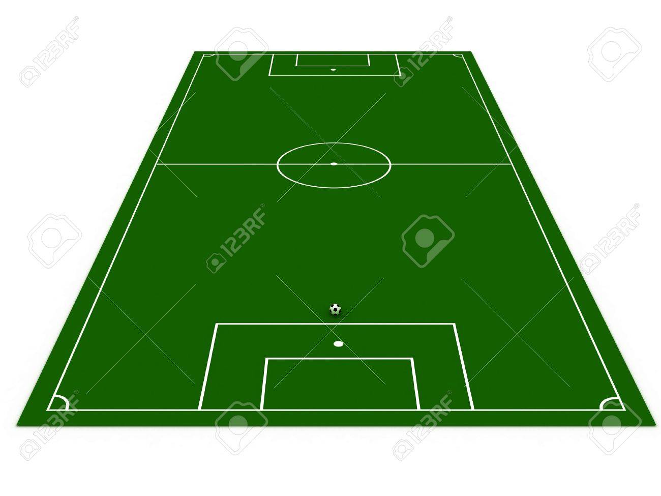 1300x975 Football Field With Soccer Ball On White Background. 3d Image
