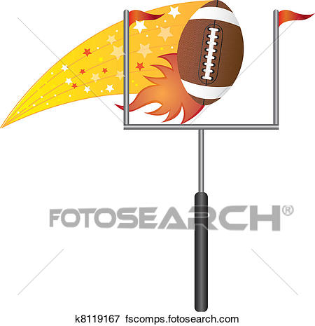 450x465 Clip Art Of American Football With Goal Post K8119167