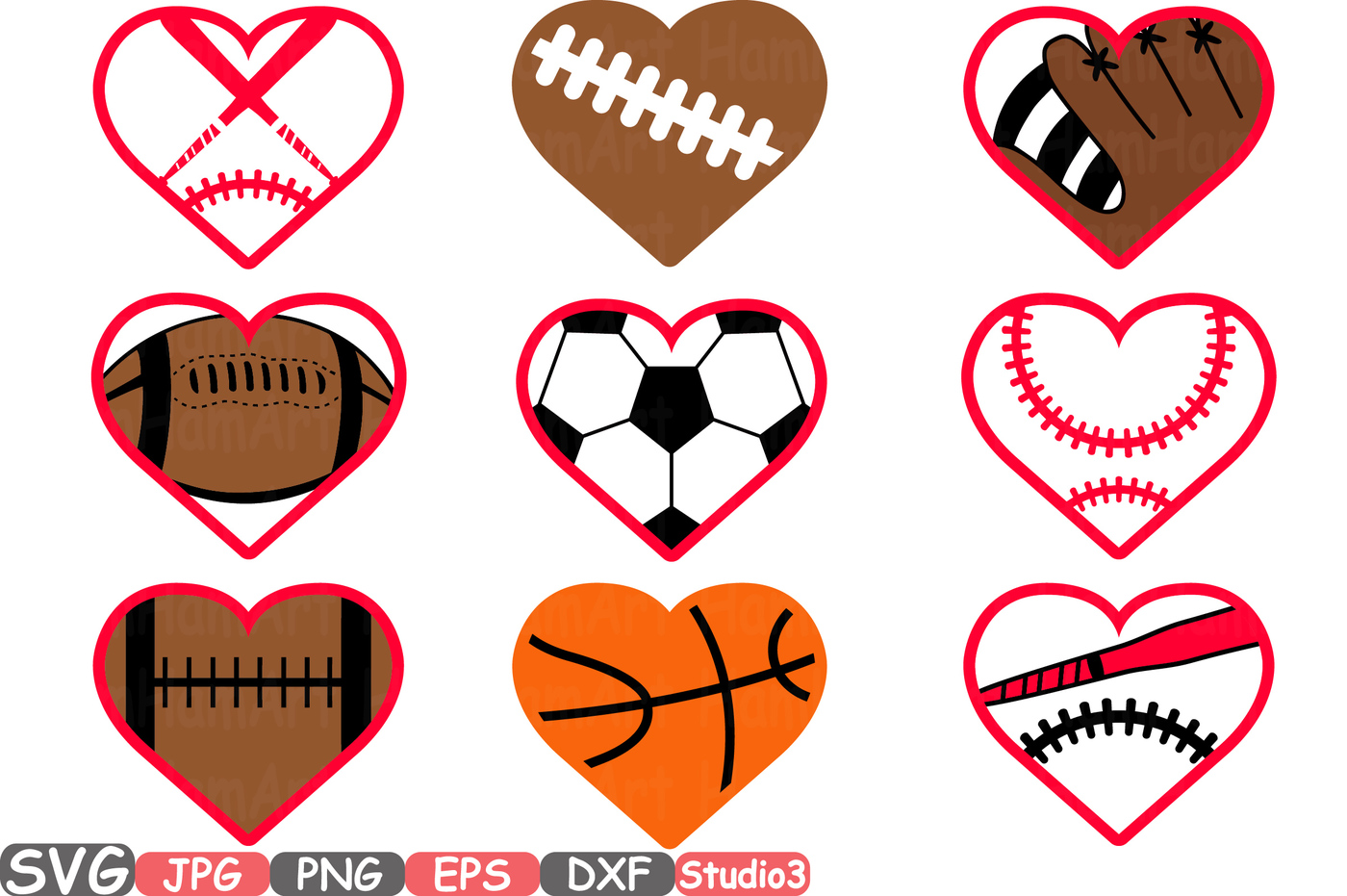 1400x931 Sports Heart Balls Silhouette Svg Cutting Files Digital Clip Art