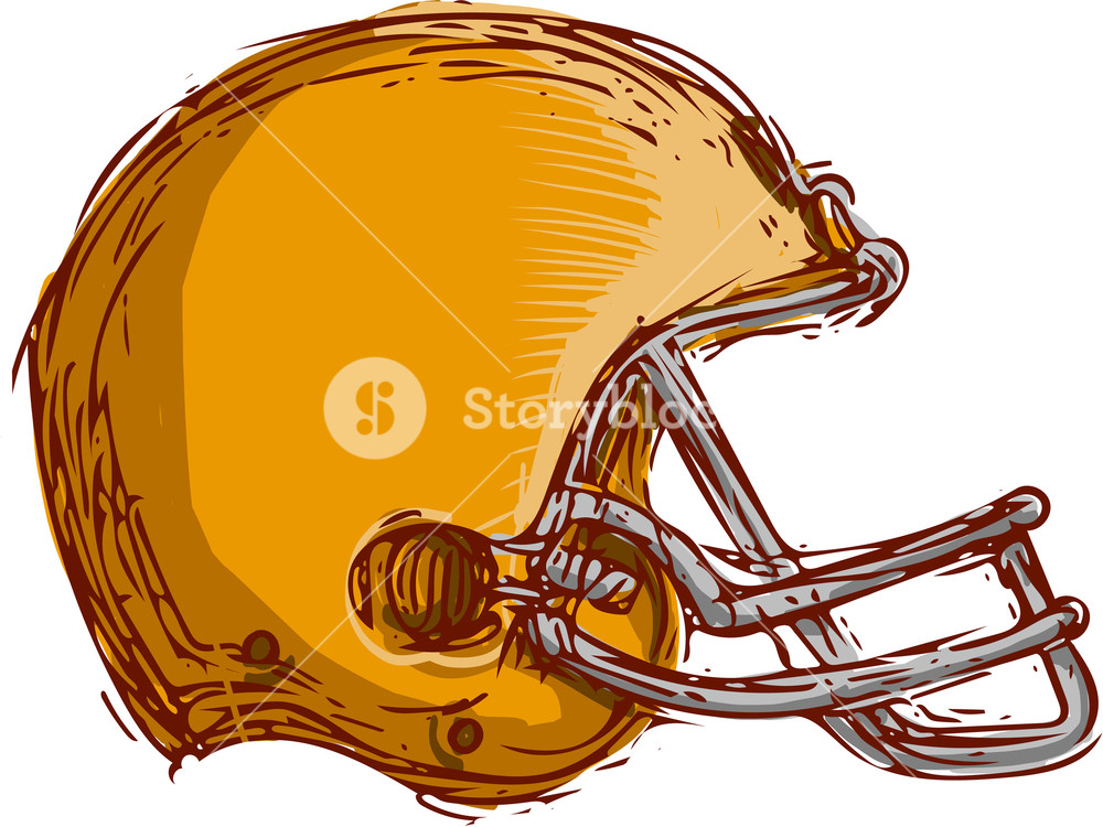 1000x750 Drawing Sketch Style Illustration Of An American Football Helmet