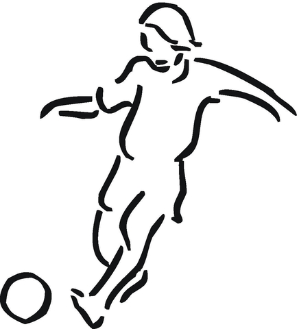 436x480 Girl Plays Football Outline Coloring Page