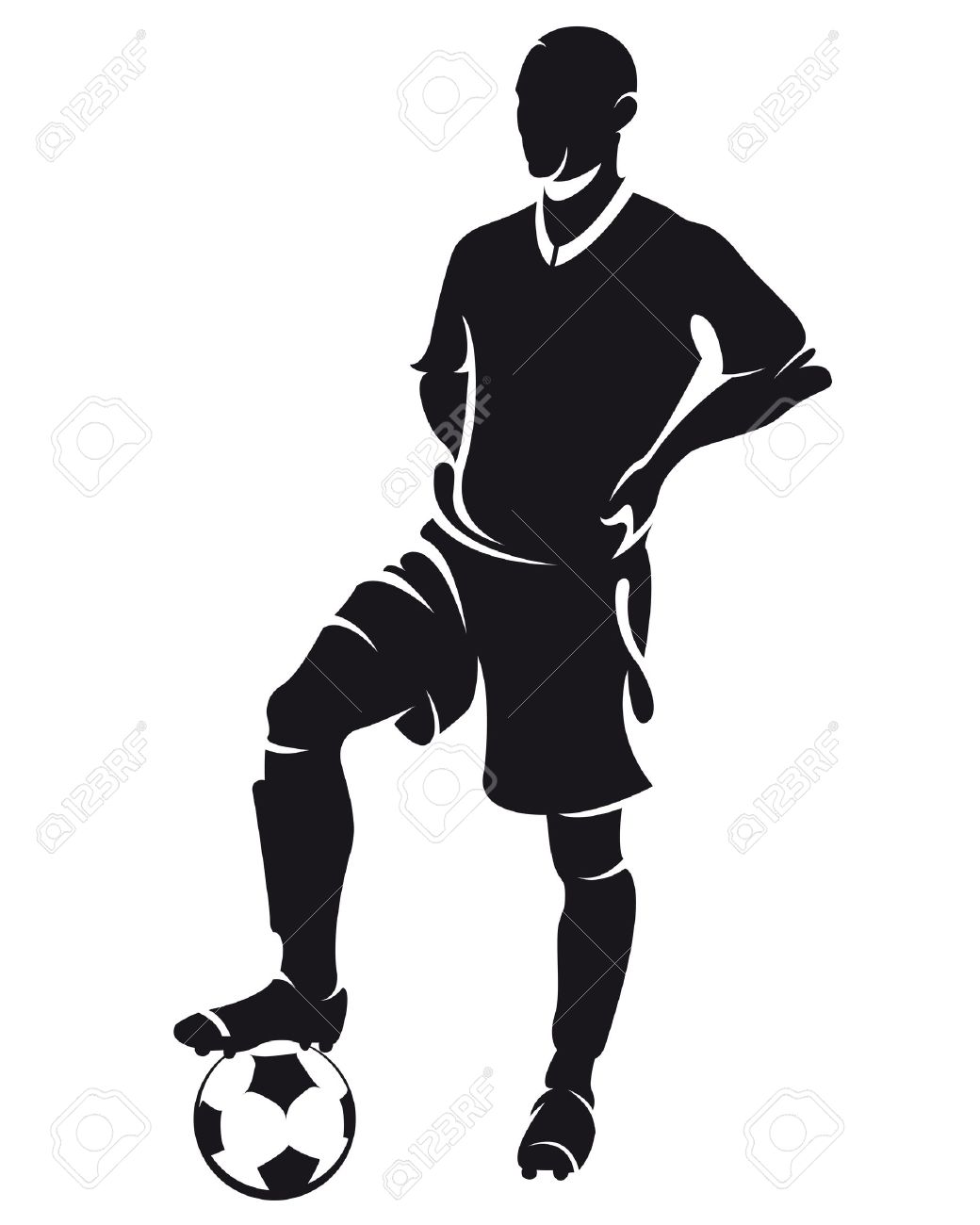 1040x1300 Vector Football (Soccer) Player Standing Silhouette With Ball