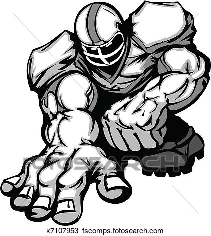 421x470 Clipart Of Football Player Lineman Cartoon K7107953
