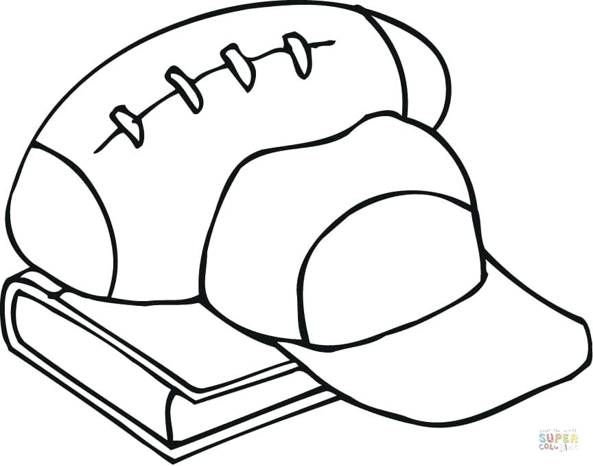 864x678 Outline Of Football Equipment And A Book Coloring Pages Free Page