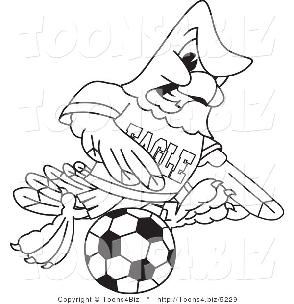 600x620 Vector Illustration Of A Bald Eagle Soccer Player Outline By