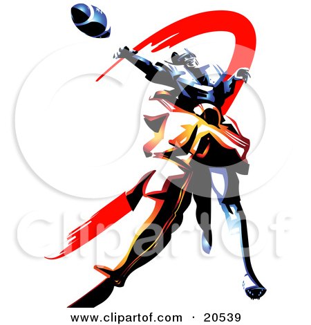 450x470 Clipart Illustration Of Football Player Reaching Out To Catch