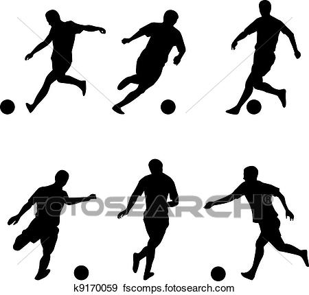 450x430 Clip Art Of Soccer, Football Players Silhouettes K9170059