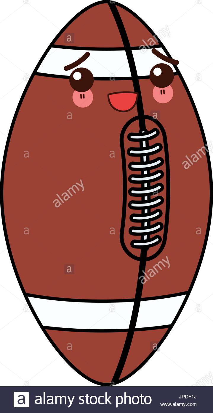 719x1390 Kawaii American Football Ball Equipment Cartoon Stock Vector Art